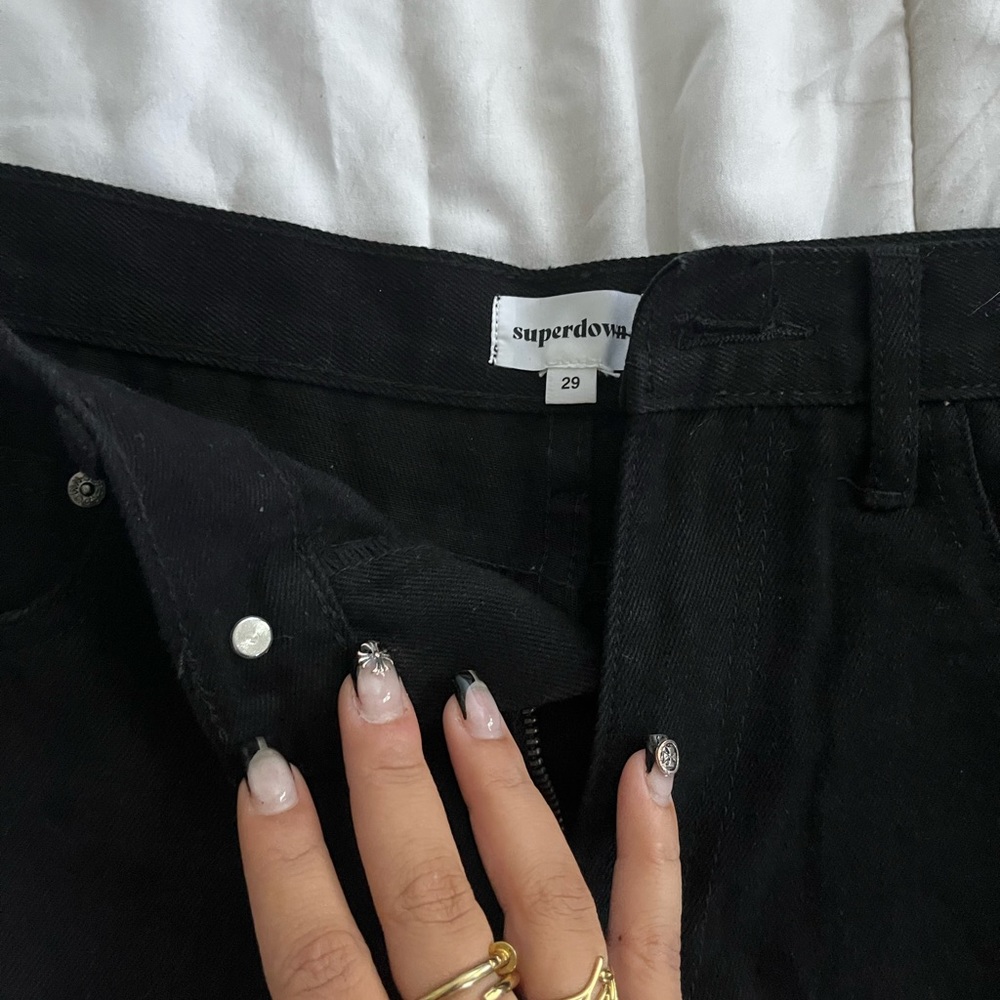 Super down black denim shorts